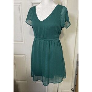 Basement Women's Green Mini Lined Dress Size Small Holiday Cocktail Party